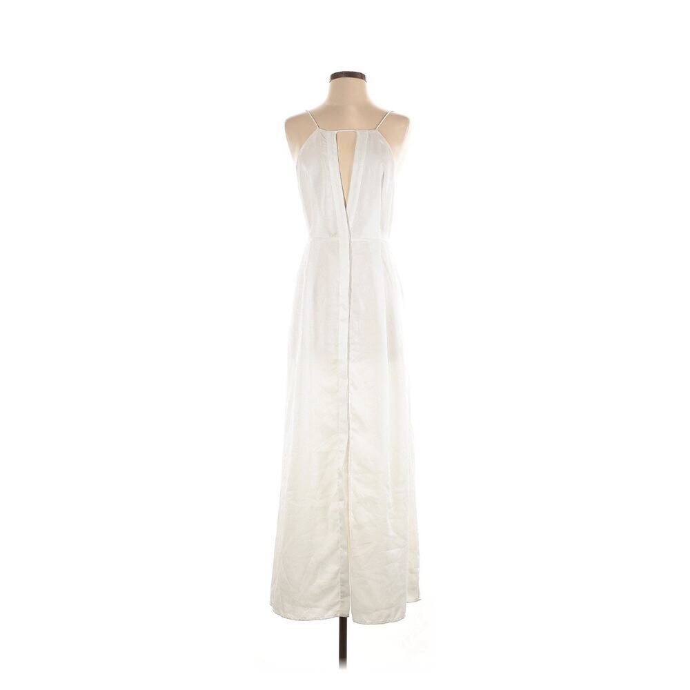 NWT Finders Keepers Kahlo Bridal White Maxi Keyhole Strap Satin Plunge Dress S